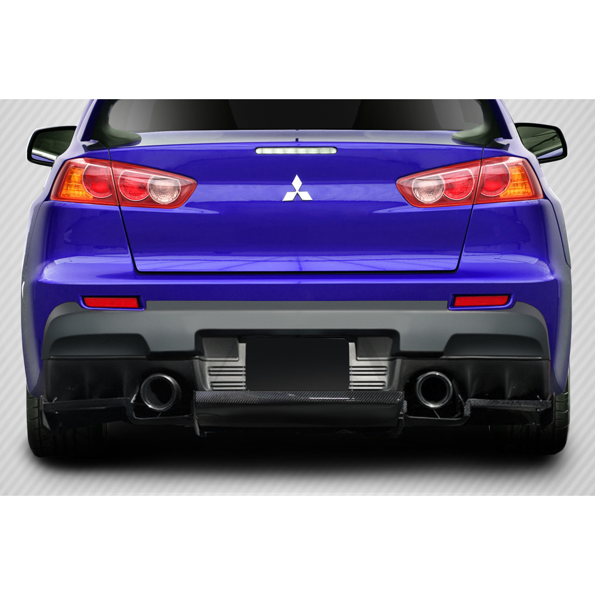 Modify your Mitsubishi Evolution 2008 with our Exterior/Diffusers - Rear view angle of the car emphasizing diffuser