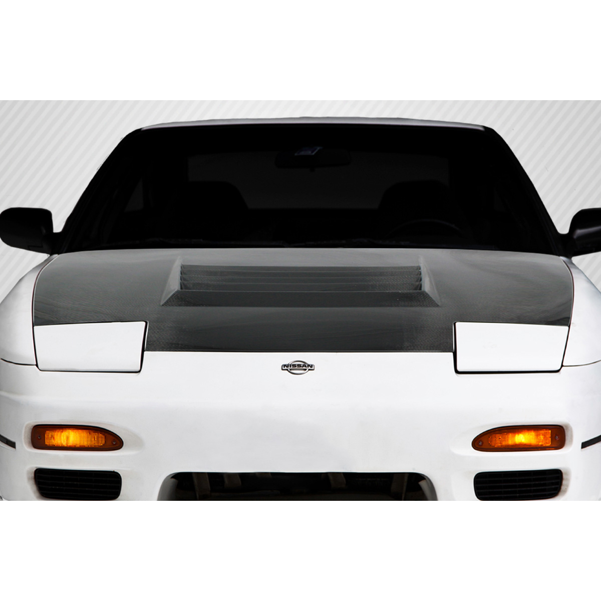 Modify your Nissan 240SX 1989 with our Exterior/Hoods - Front view of a Nissan 240SX S13 hood