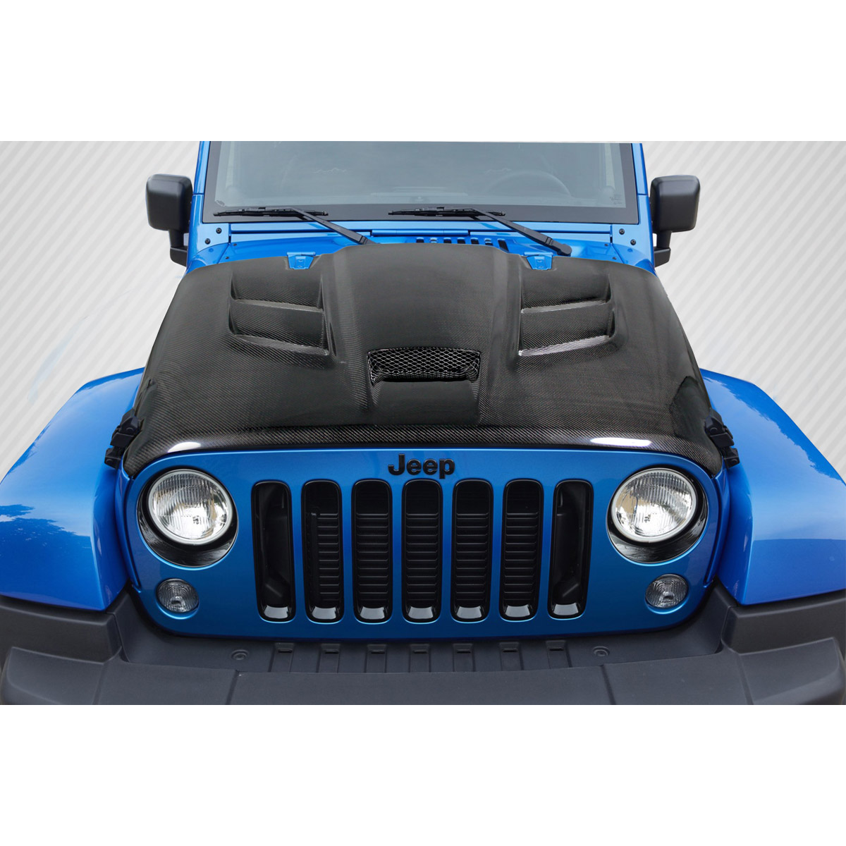 Modify your Jeep Wrangler 2007 with our Exterior/Hoods - Top down view of hood with vents