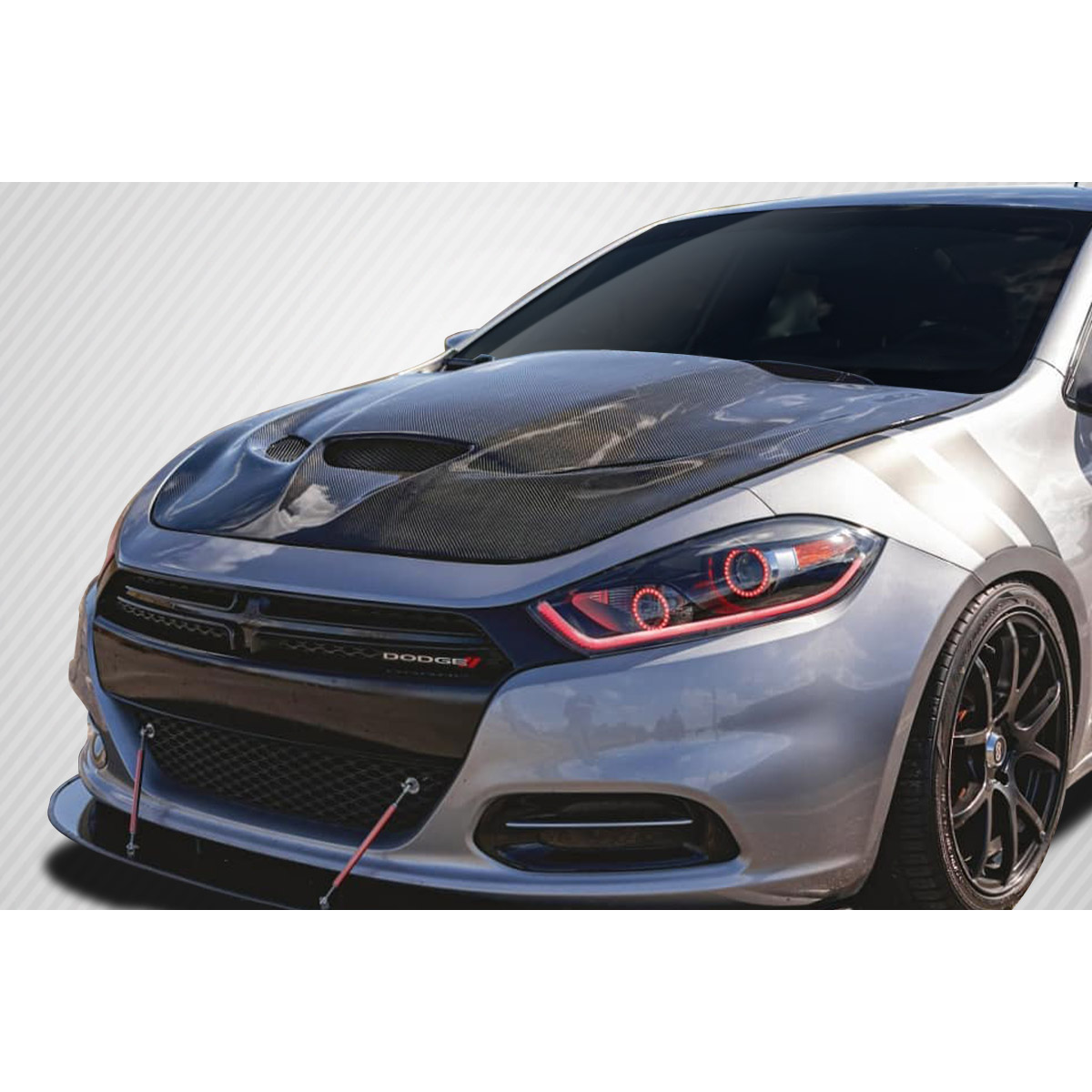 Modify your Dodge Dart 2013 with our Exterior/Hoods - Front angle view of Dodge Dart hood