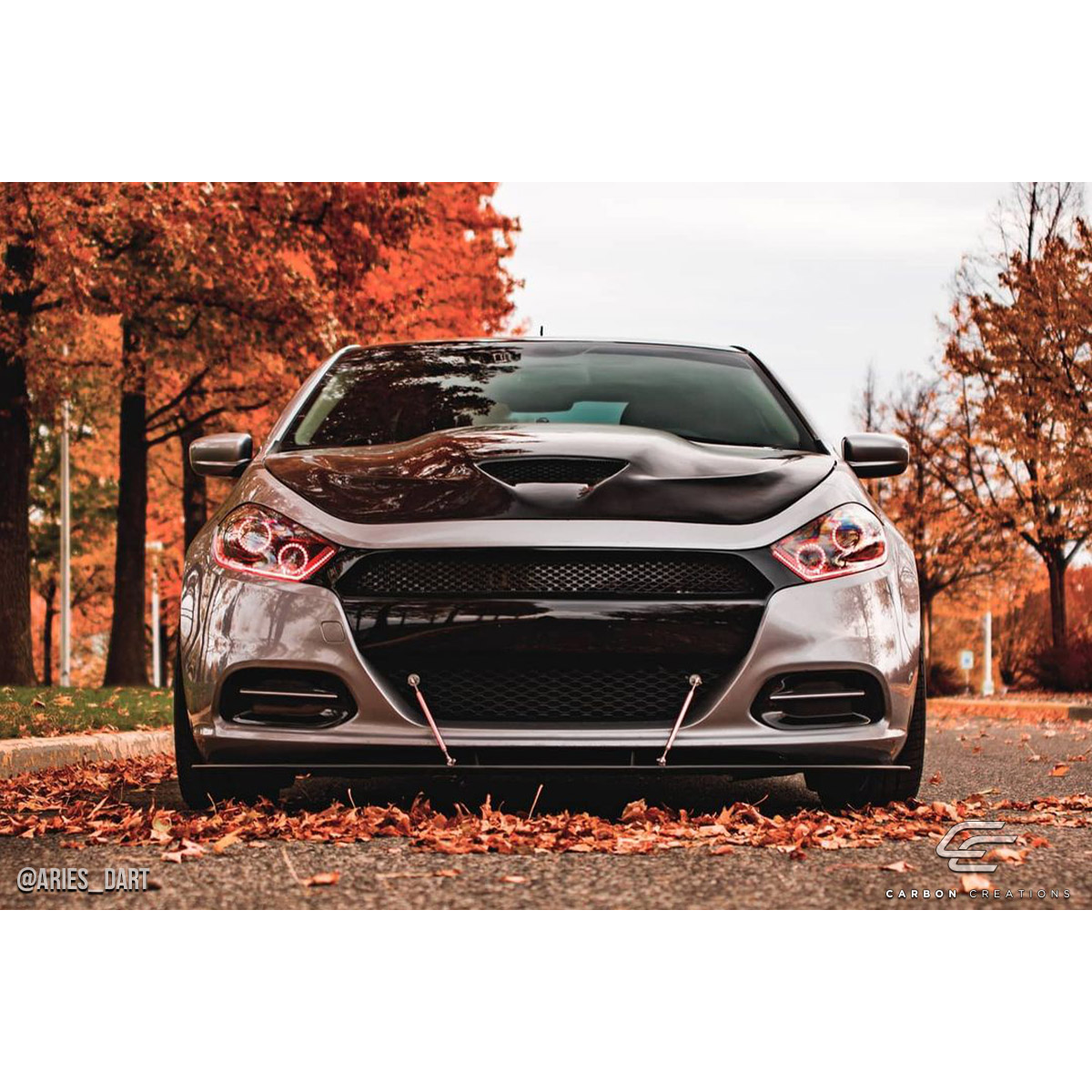 Modify your Dodge Dart 2013 with our Exterior/Hoods - Frontal view of the vehicle facing the camera