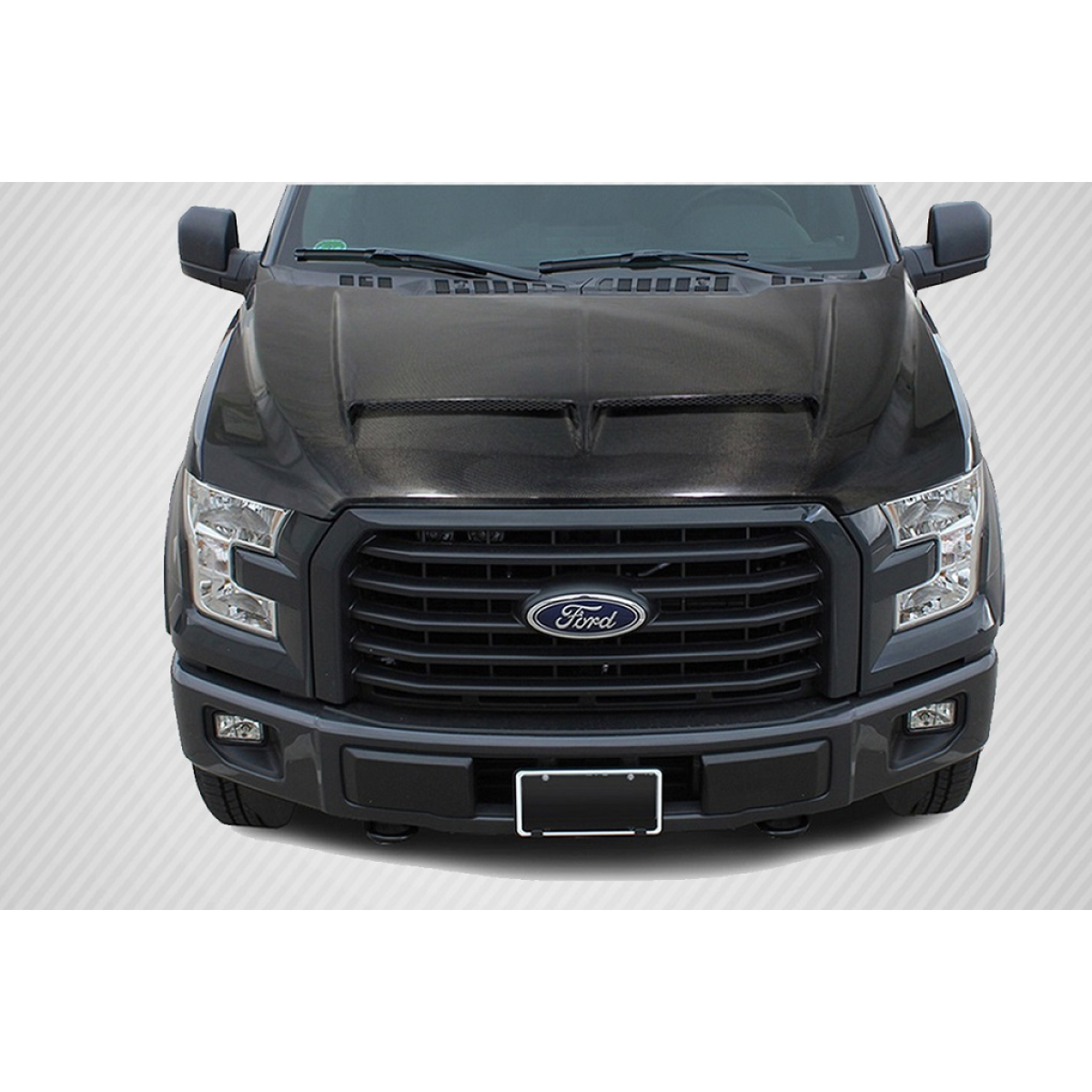 Modify your Ford F-150 2015 with our Exterior/Hoods - Top down view of the hood at a downward angle