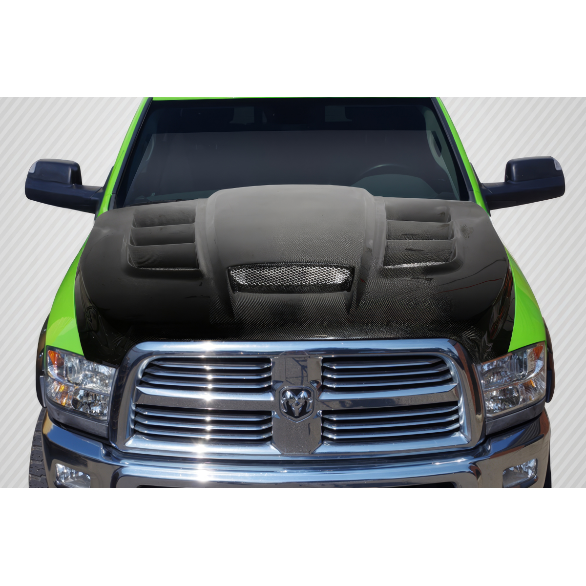 Modify your Dodge Ram 2010 with our Exterior/Hoods - Top down angle of the hood with vents visible