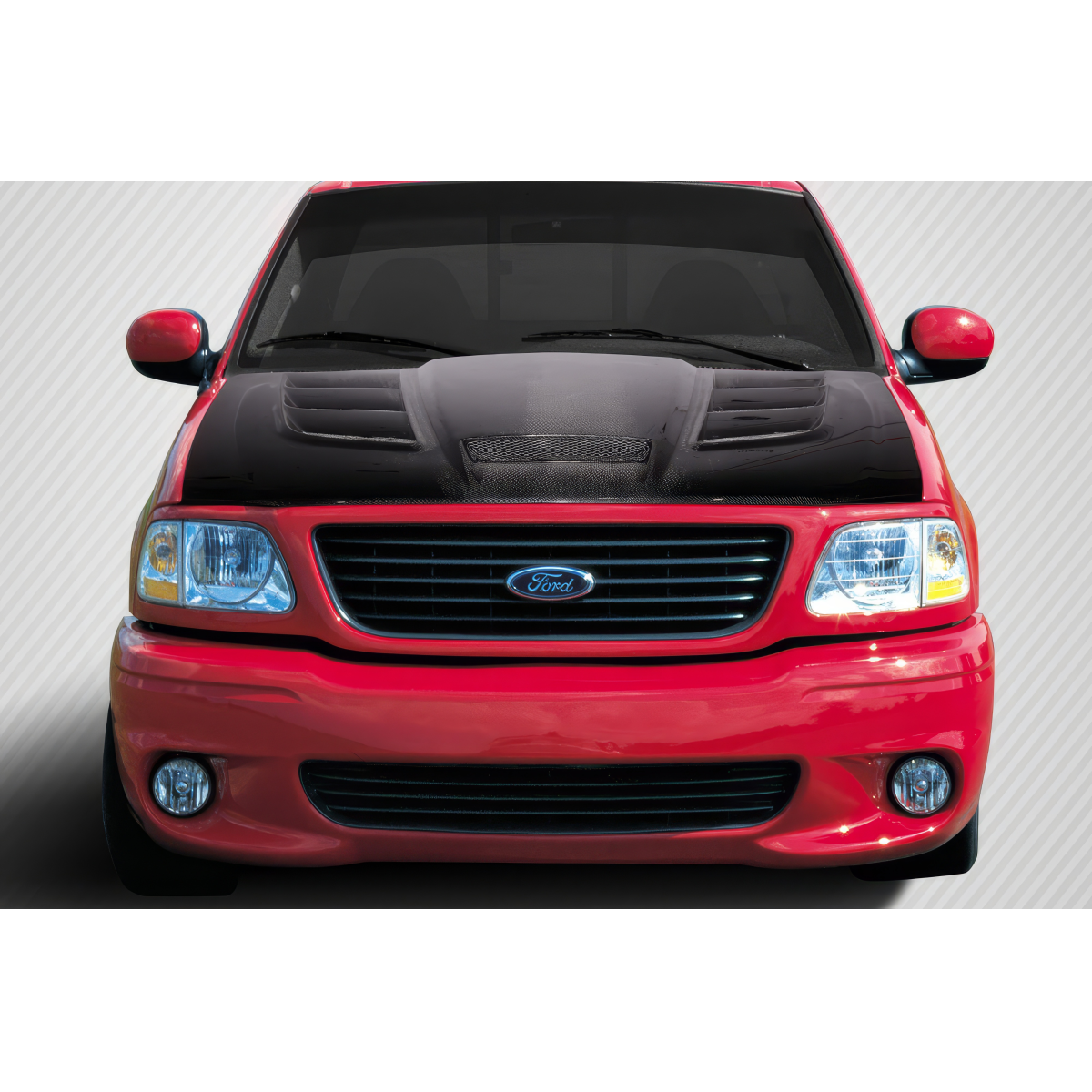 Modify your Ford F-150 1997 with our Exterior/Hoods - Front view of hood at eye level angle