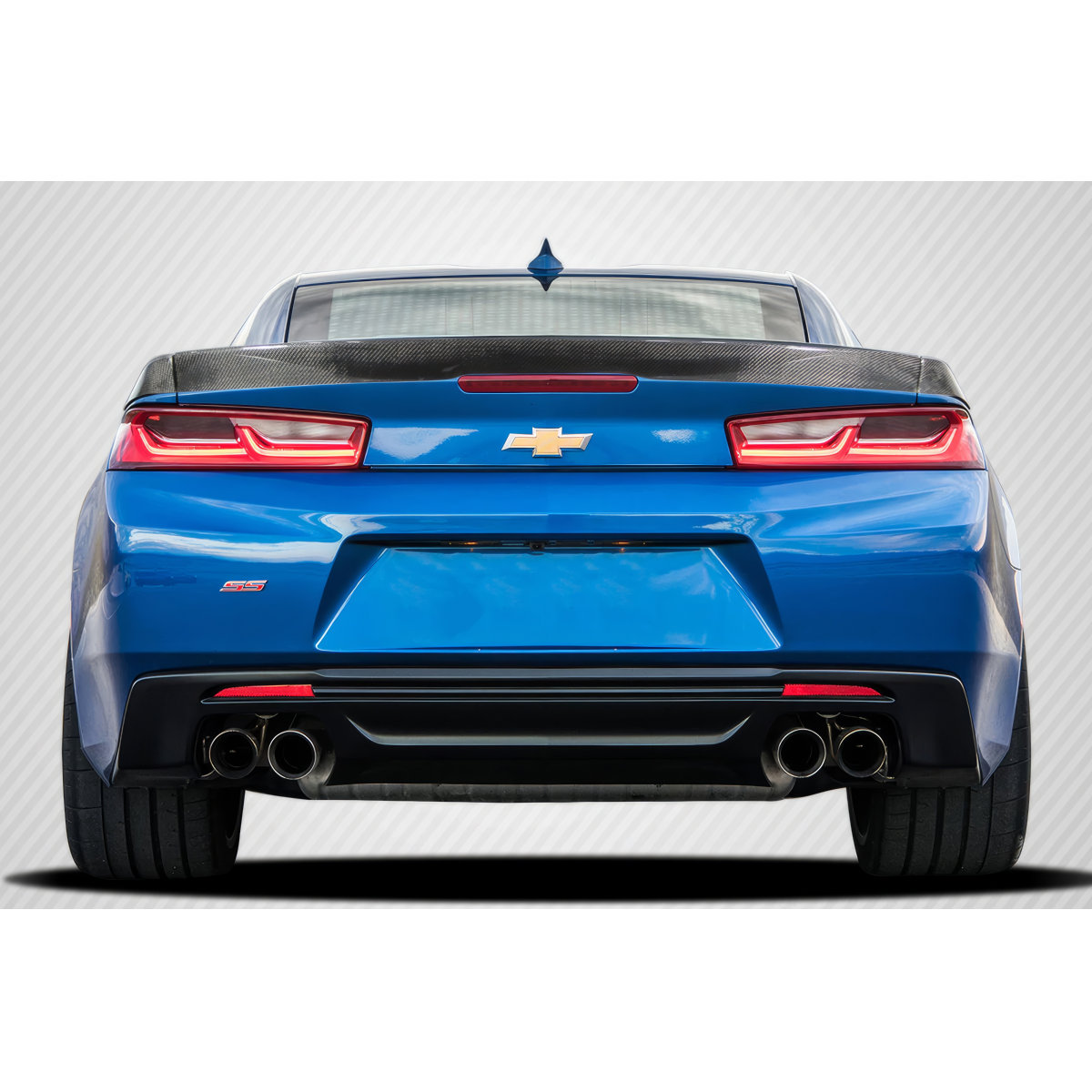 Modify your Chevrolet Camaro 2016 with our Exterior/Wings - Rear view of the vehicle from a slight angle