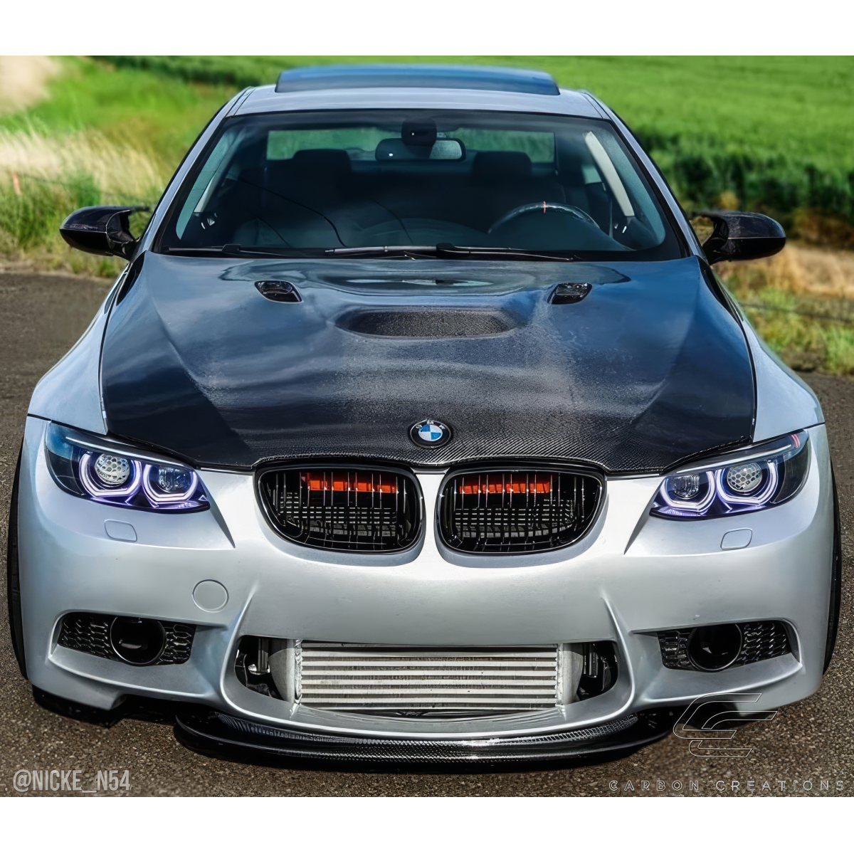 Modify your BMW 3-Series 2007 with our Exterior/Hoods - Front view of BMW 3 Series at eye level