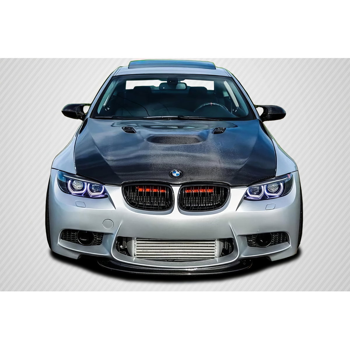 Modify your BMW 3-Series 2007 with our Exterior/Hoods - Front view of the vehicle at eye level