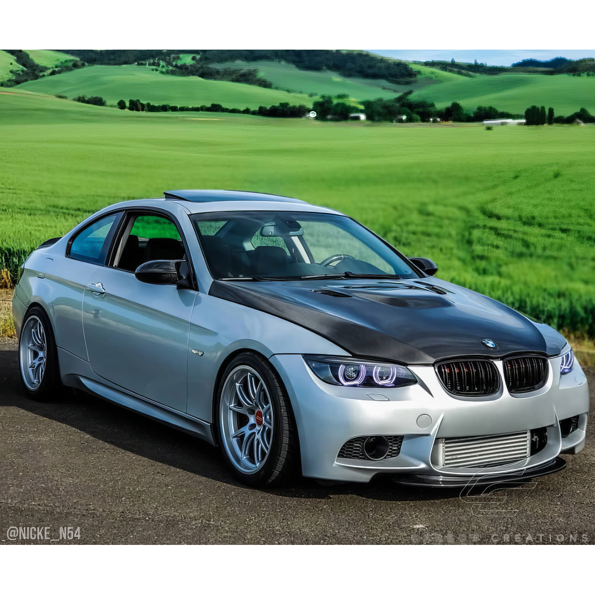 Modify your BMW 3-Series 2007 with our Exterior/Hoods - The image shows the car at a 45-degree angle