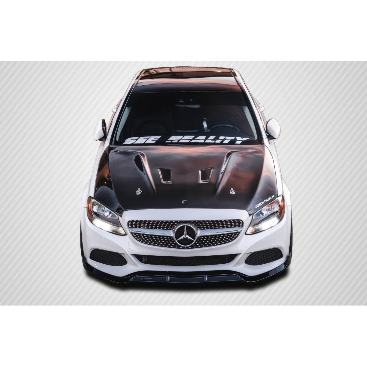 Modify your Mercedes-Benz C300 2015 with our Exterior/Hoods - Frontal view of vehicle at eye level