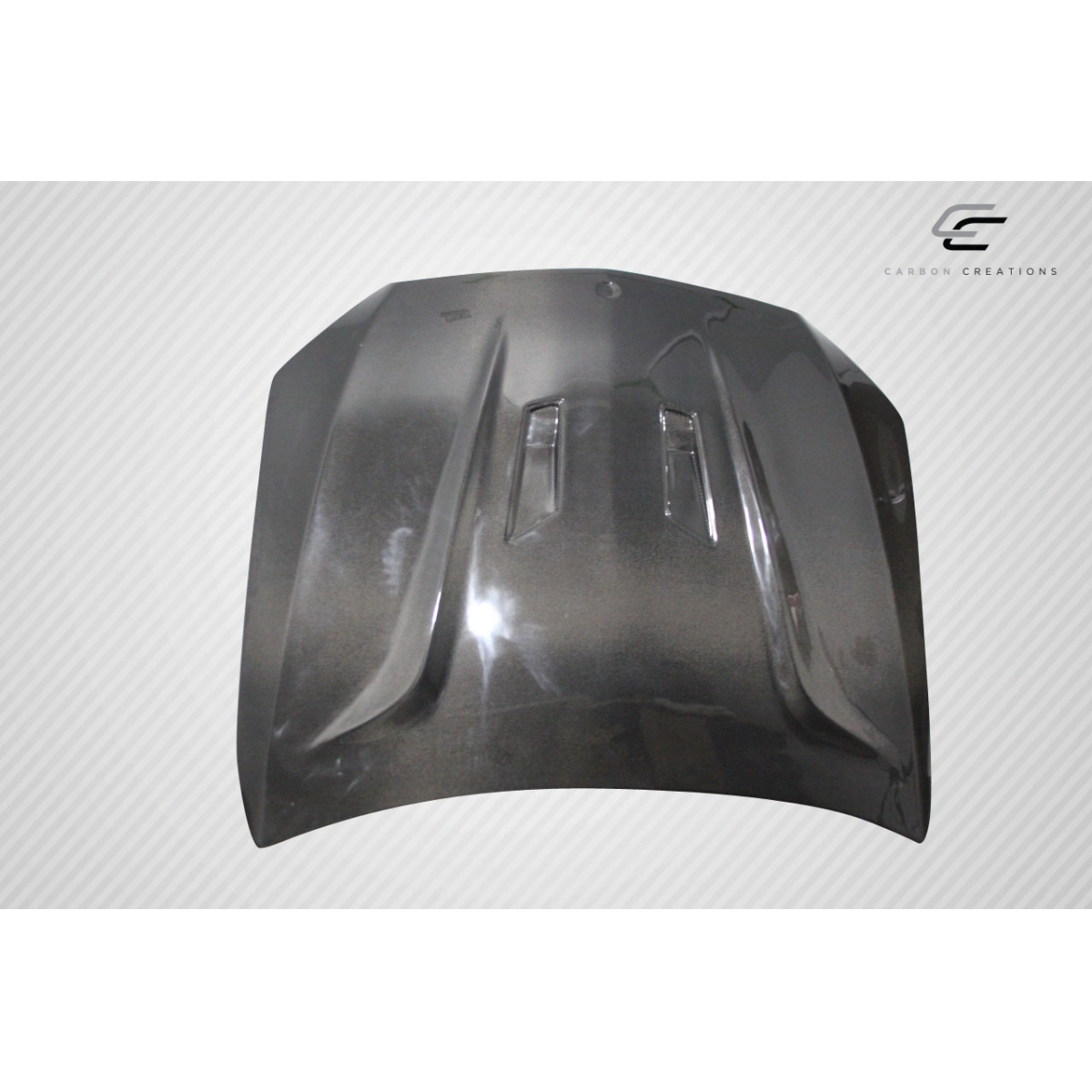 Modify your Mercedes-Benz C300 2015 with our Exterior/Hoods - Top down view of carbon fiber hood at slight angle