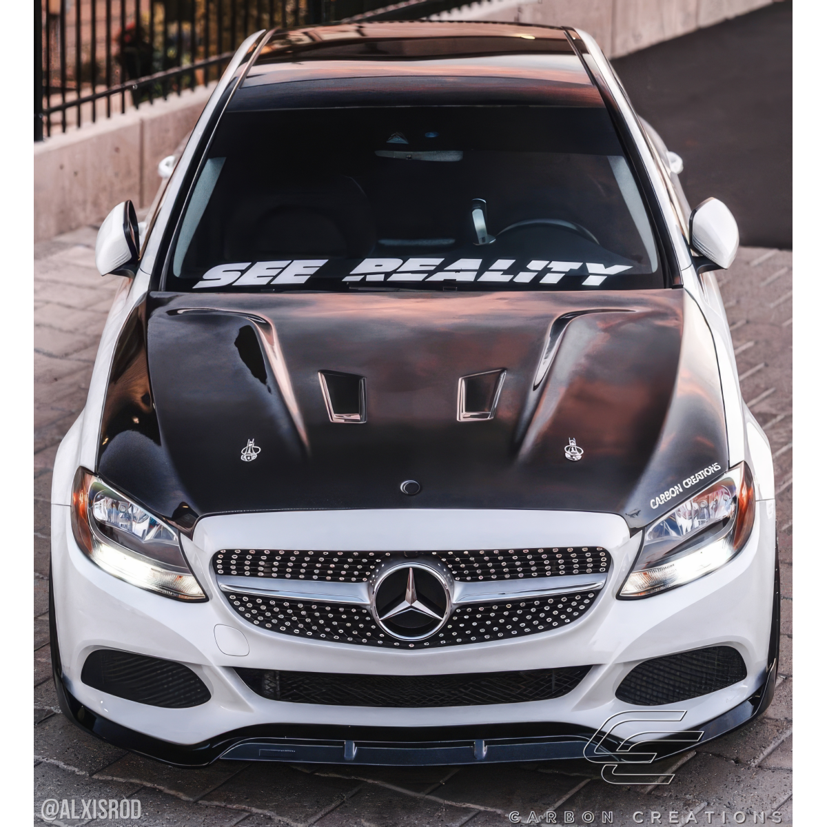 Modify your Mercedes-Benz C300 2015 with our Exterior/Hoods - Top down view of the Mercedes C300 hood