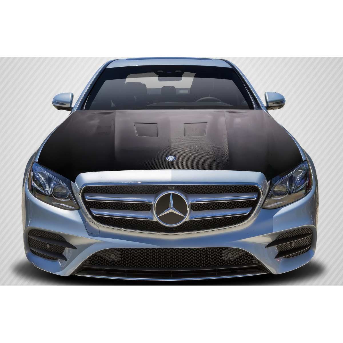 Modify your Mercedes-Benz E-Class 2014 with our Exterior/Hoods - Front view of car hood at eye level angle