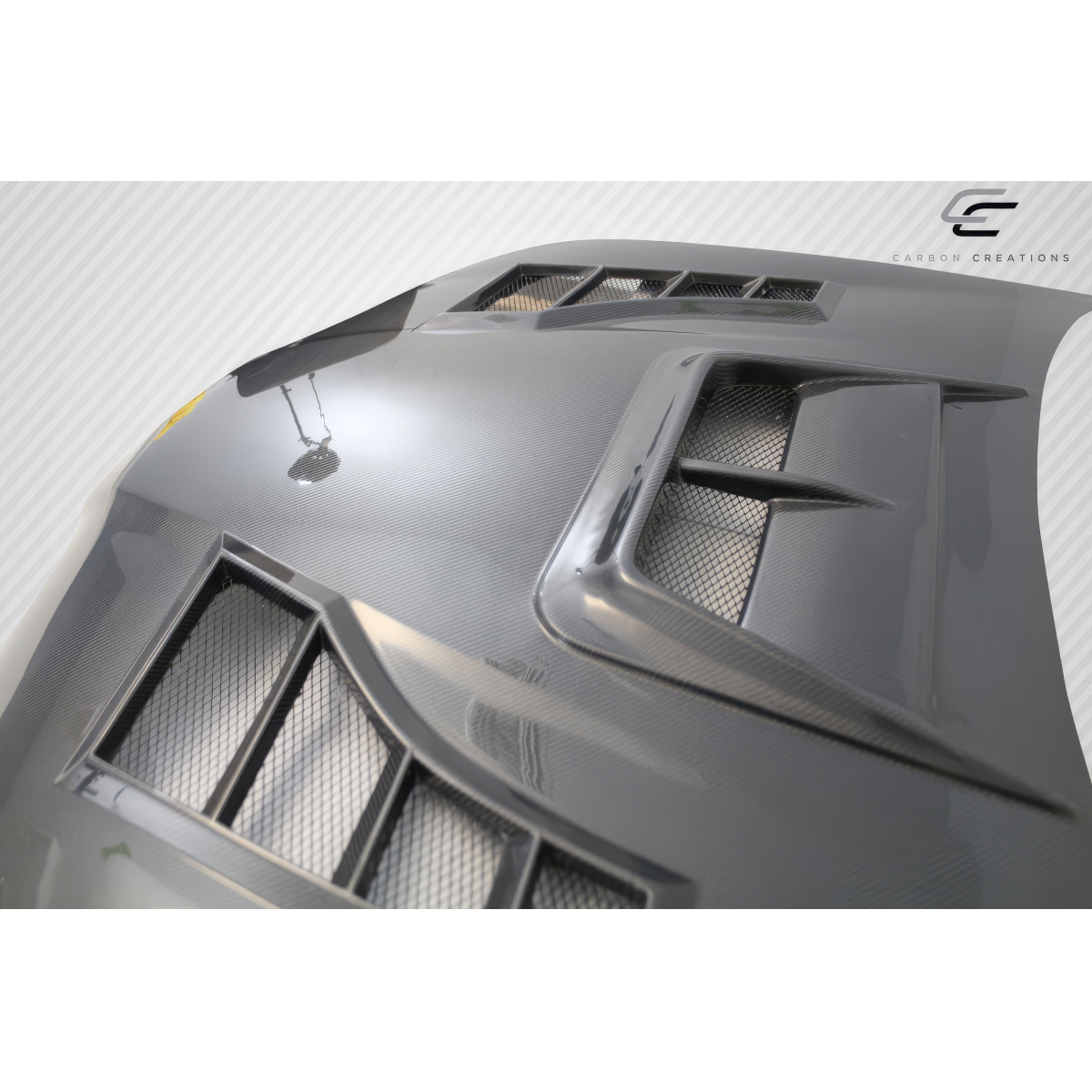 Modify your Subaru Impreza 2006 with our Exterior/Hoods - Angled view of carbon fiber hood surface