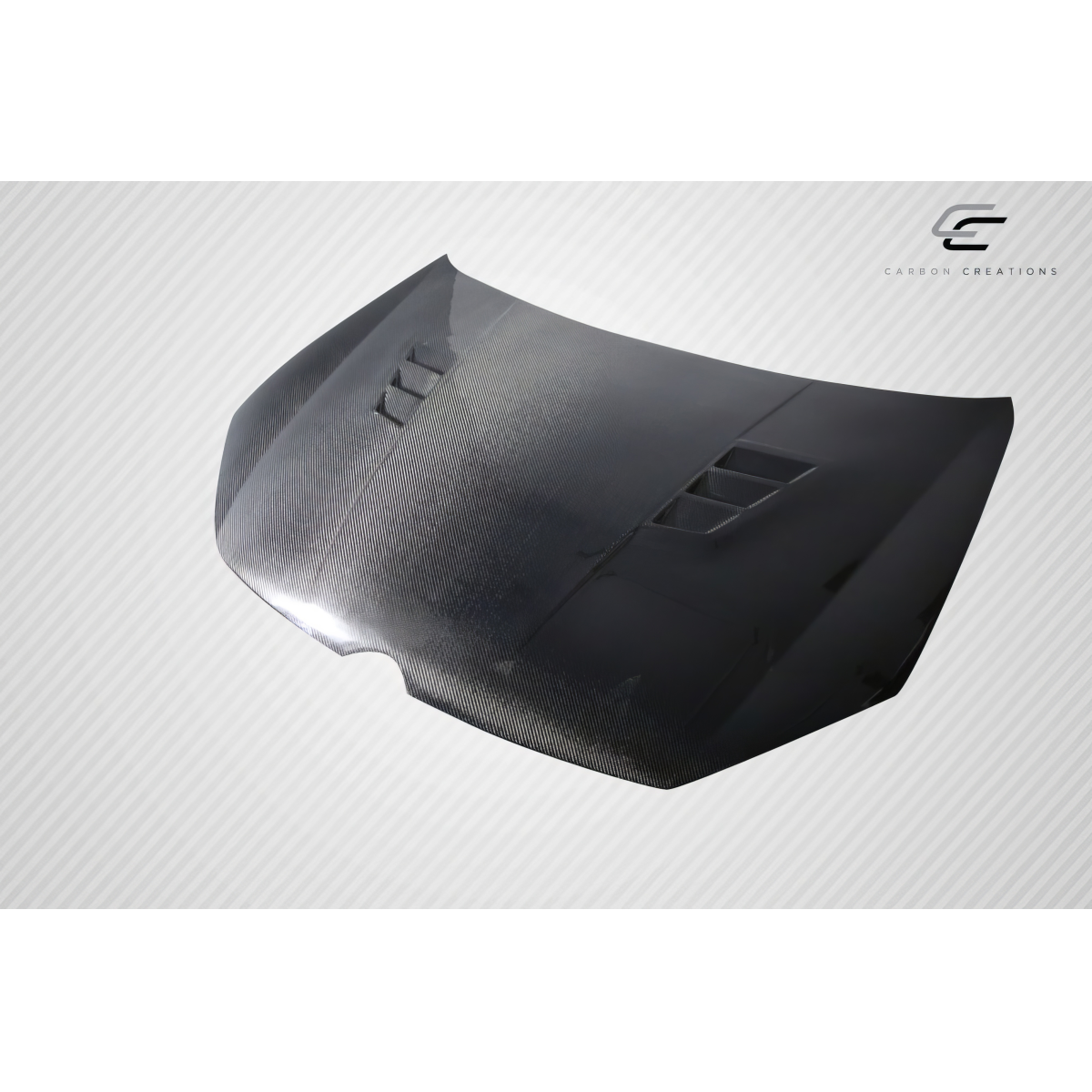 Modify your Volkswagen Golf 2010 with our Exterior/Hoods - Front angle view of a carbon fiber hood