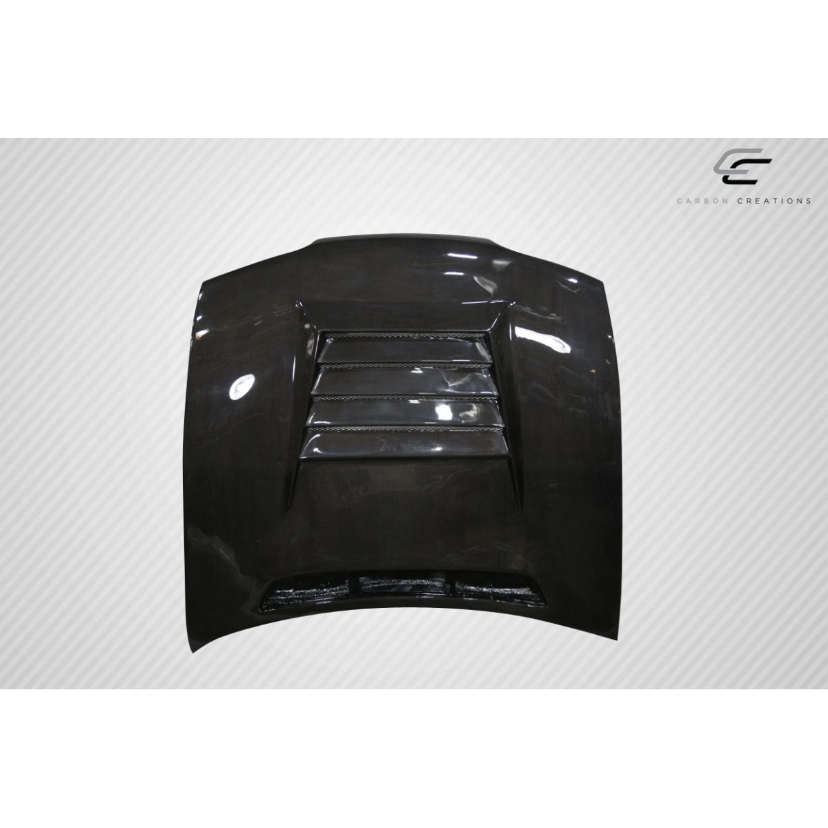 Modify your Nissan 240SX 1995 with our Exterior/Hoods - Front view of a carbon fiber hood design