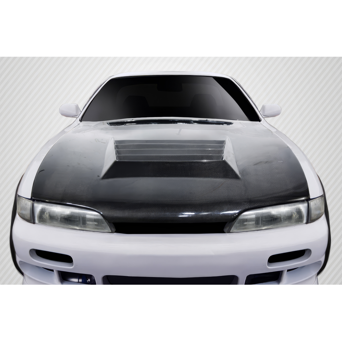 Modify your Nissan 240SX 1995 with our Exterior/Hoods - Front view with slight downward angle