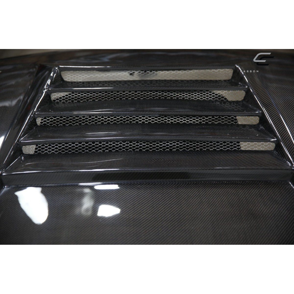 Modify your Nissan 240SX 1995 with our Exterior/Hoods - Top down angle of carbon fiber hood vents