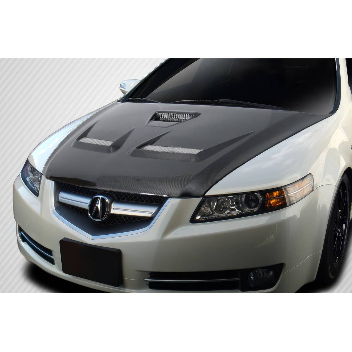 Modify your Acura TL 2004 with our Exterior/Hoods - Top view angle of the carbon fiber hood