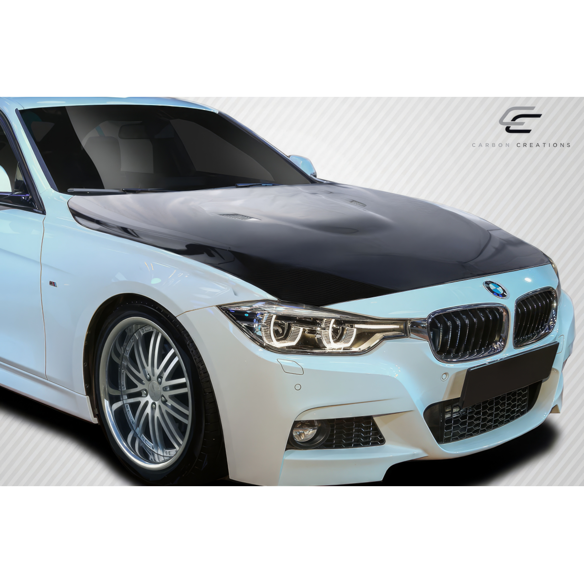 Modify your BMW 3-Series 2012 with our Exterior/Hoods - Front angle highlighting the hood design