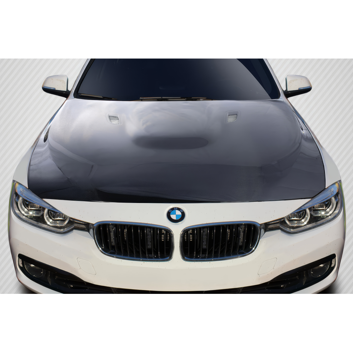 Modify your BMW 3-Series 2012 with our Exterior/Hoods - Front view of the hood at a slight angle