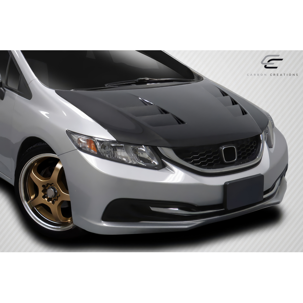 Modify your Honda Civic 2012 with our Exterior/Hoods - Angled view showing the hood design and finish