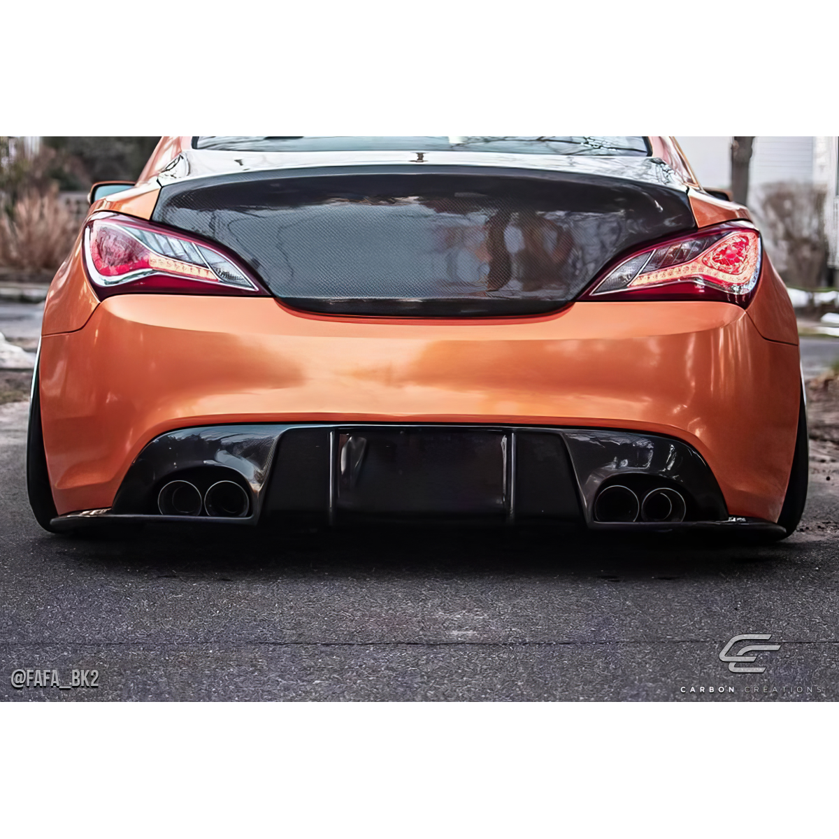 Modify your Hyundai Genesis 2010 with our Exterior/Diffusers - Rear view angle showing carbon fiber diffuser detail