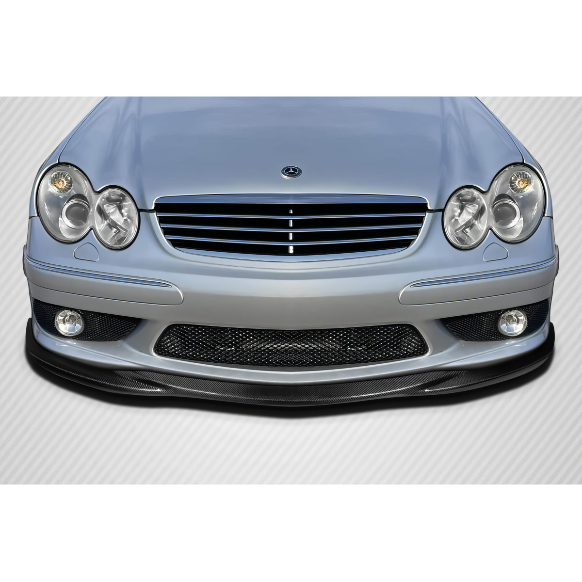 Modify your Mercedes-Benz C230 2001 with our Exterior/Front Bumpers or Lips - Front view of a carbon fiber front lip spoiler