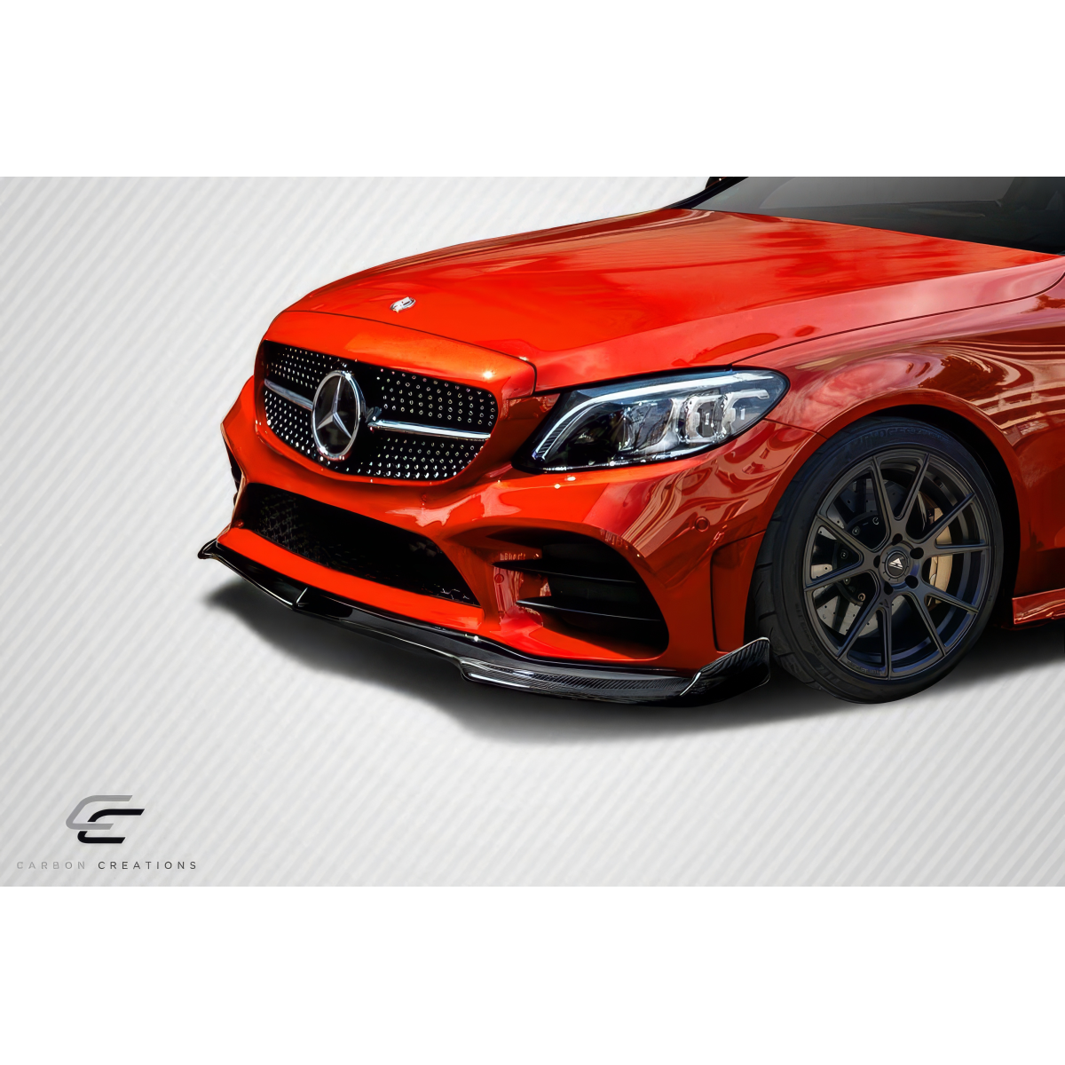 Modify your Mercedes-Benz C300 2015 with our Exterior/Front Bumpers or Lips - Front angle view of front lip installed on a car