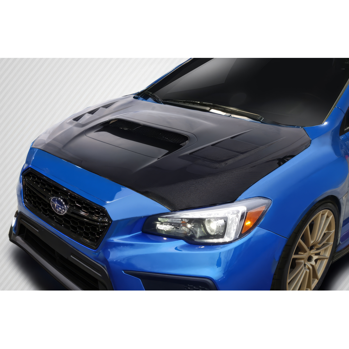 Modify your Subaru WRX 2015 with our Exterior/Hoods - Angle is overhead showing hood details clearly