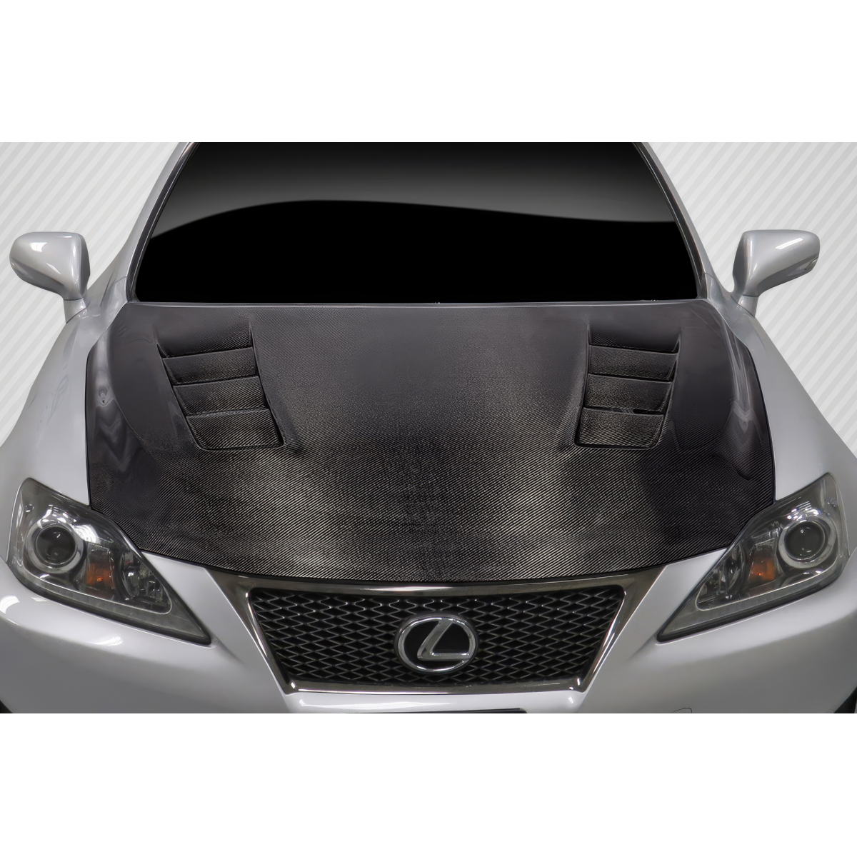 Modify your Lexus IS F 2008 with our Exterior/Hoods - Frontal view of the hood at zero angle