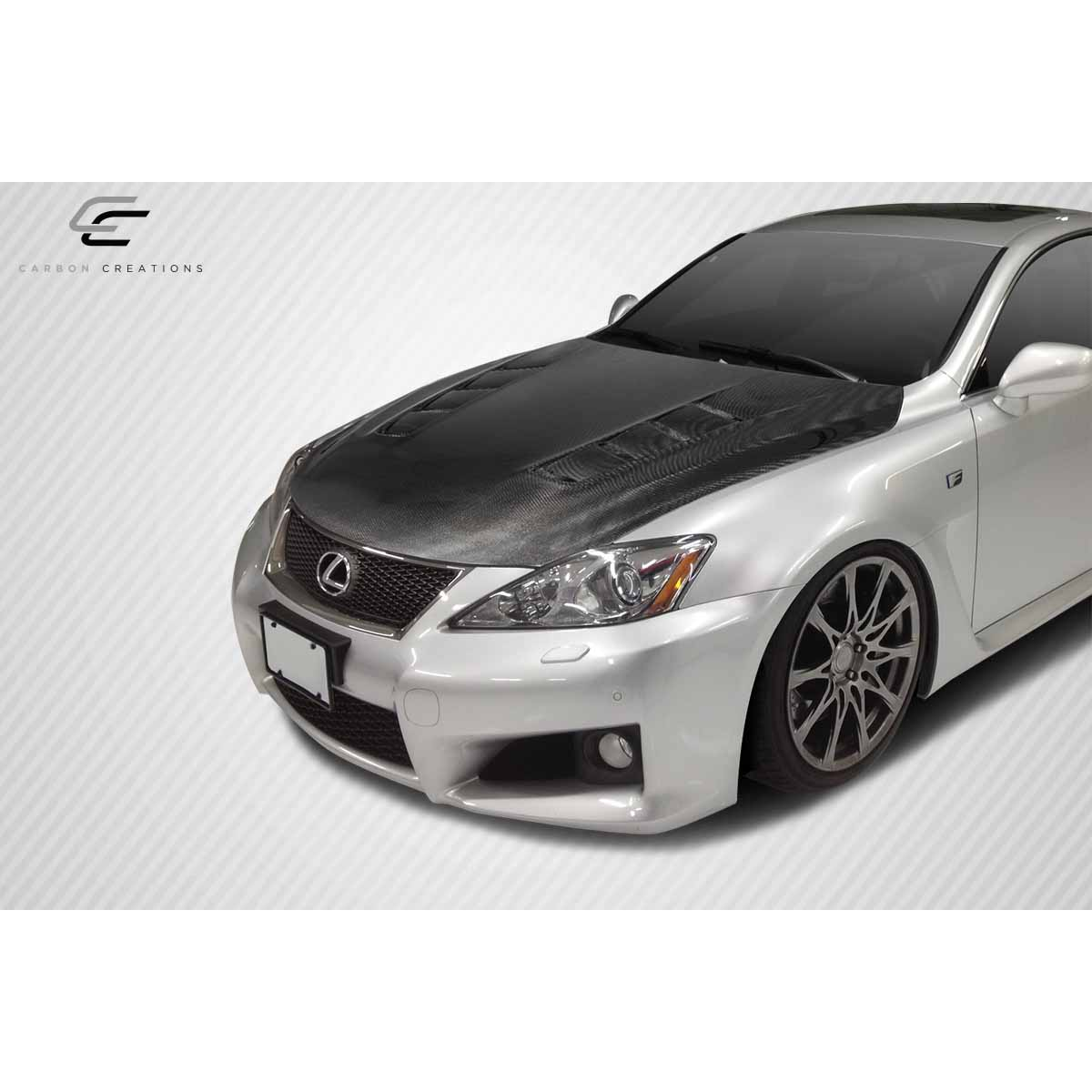 Modify your Lexus IS F 2008 with our Exterior/Hoods - Viewed from a front three quarter angle