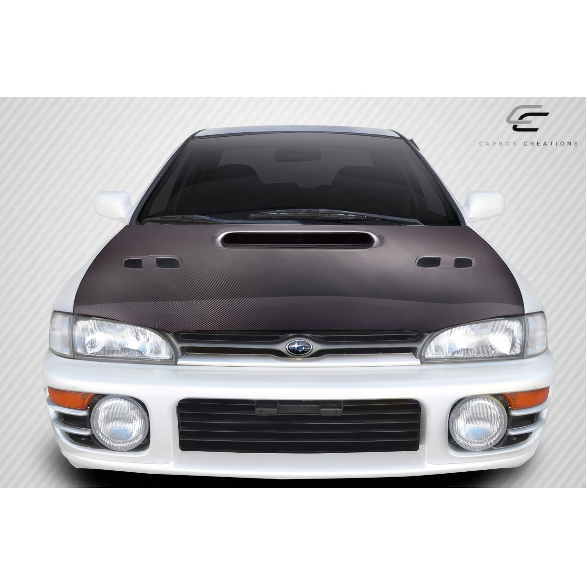 Modify your Subaru Impreza 1993 with our Exterior/Hoods - Front view of the Subaru Impreza hood