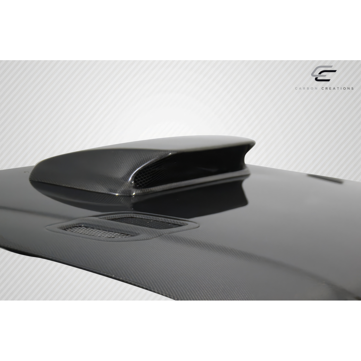 Modify your Subaru Impreza 1993 with our Exterior/Hoods - Top down view of carbon fiber hood scoop