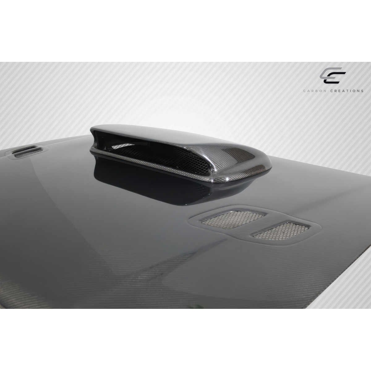 Modify your Subaru Impreza 1993 with our Exterior/Hoods - Top down view of carbon fiber hood scoop