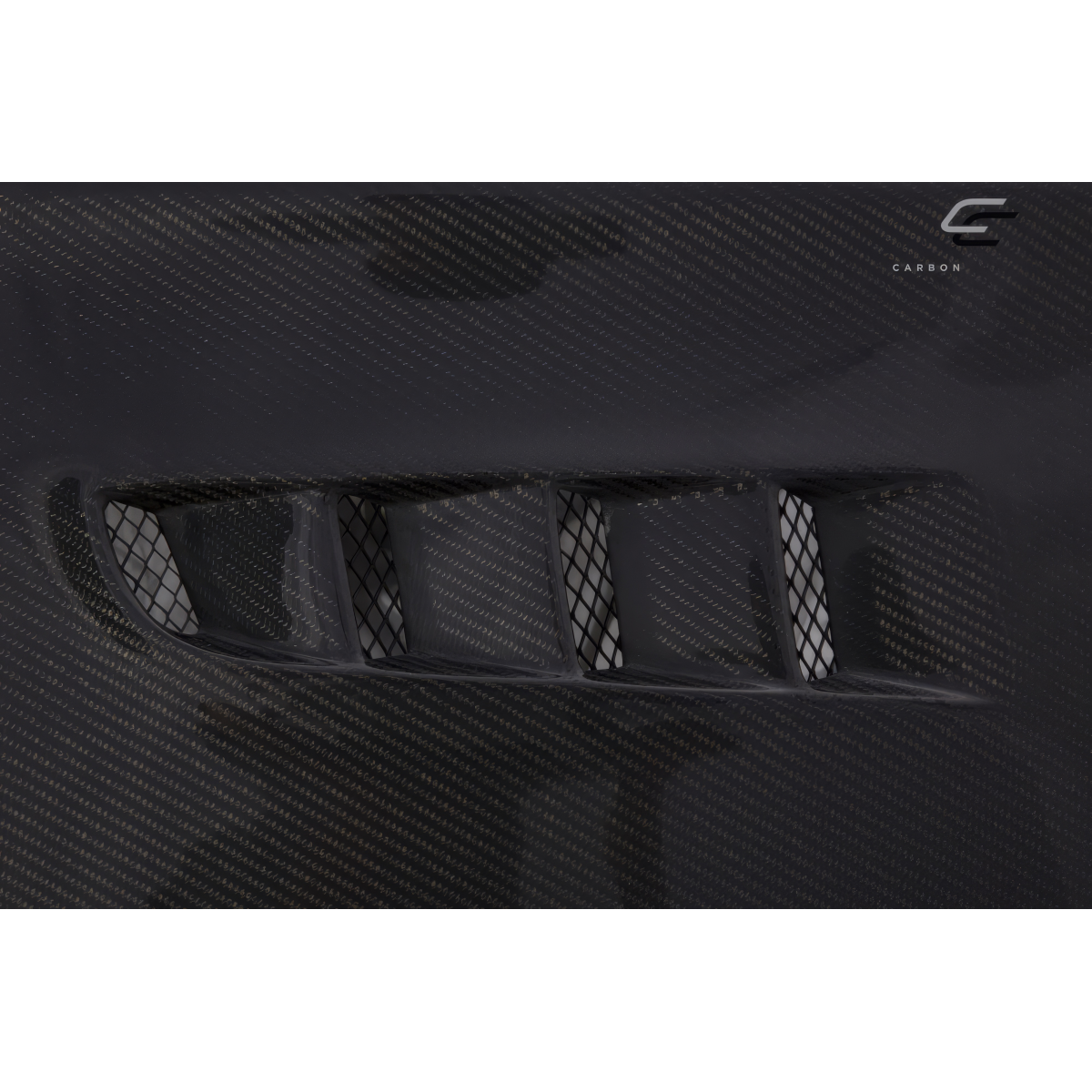 Modify your Ford Focus 2016 with our Exterior/Hoods - Angled view showcasing carbon fiber texture and vents