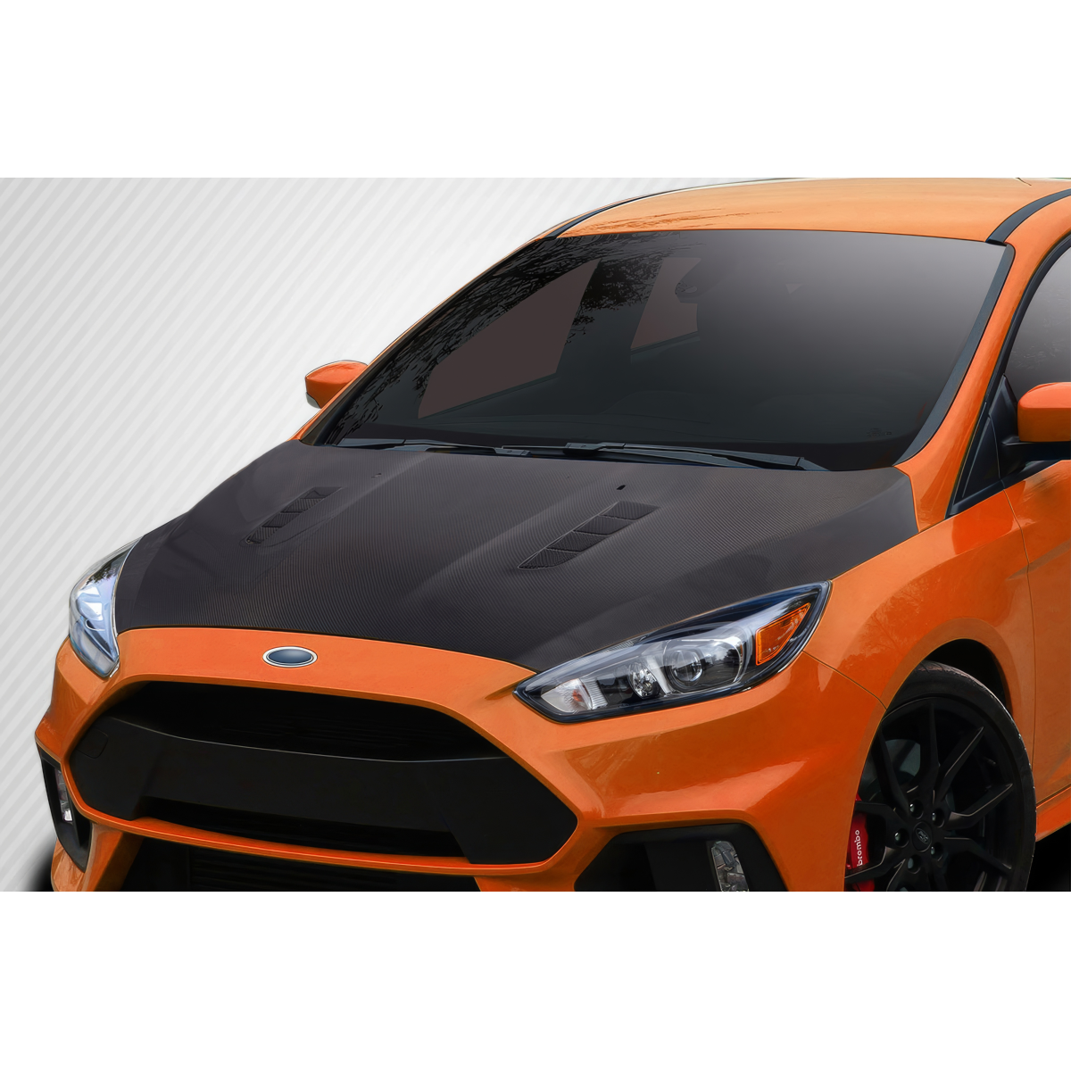 Modify your Ford Focus 2016 with our Exterior/Hoods - Front angle of the vehicle showing hood