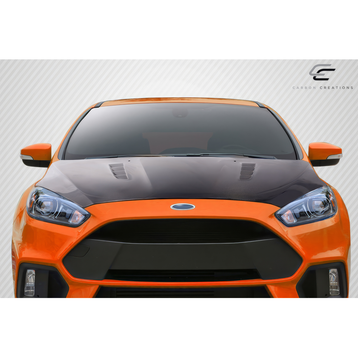 Modify your Ford Focus 2016 with our Exterior/Hoods - Front view of vehicle highlighting hood design