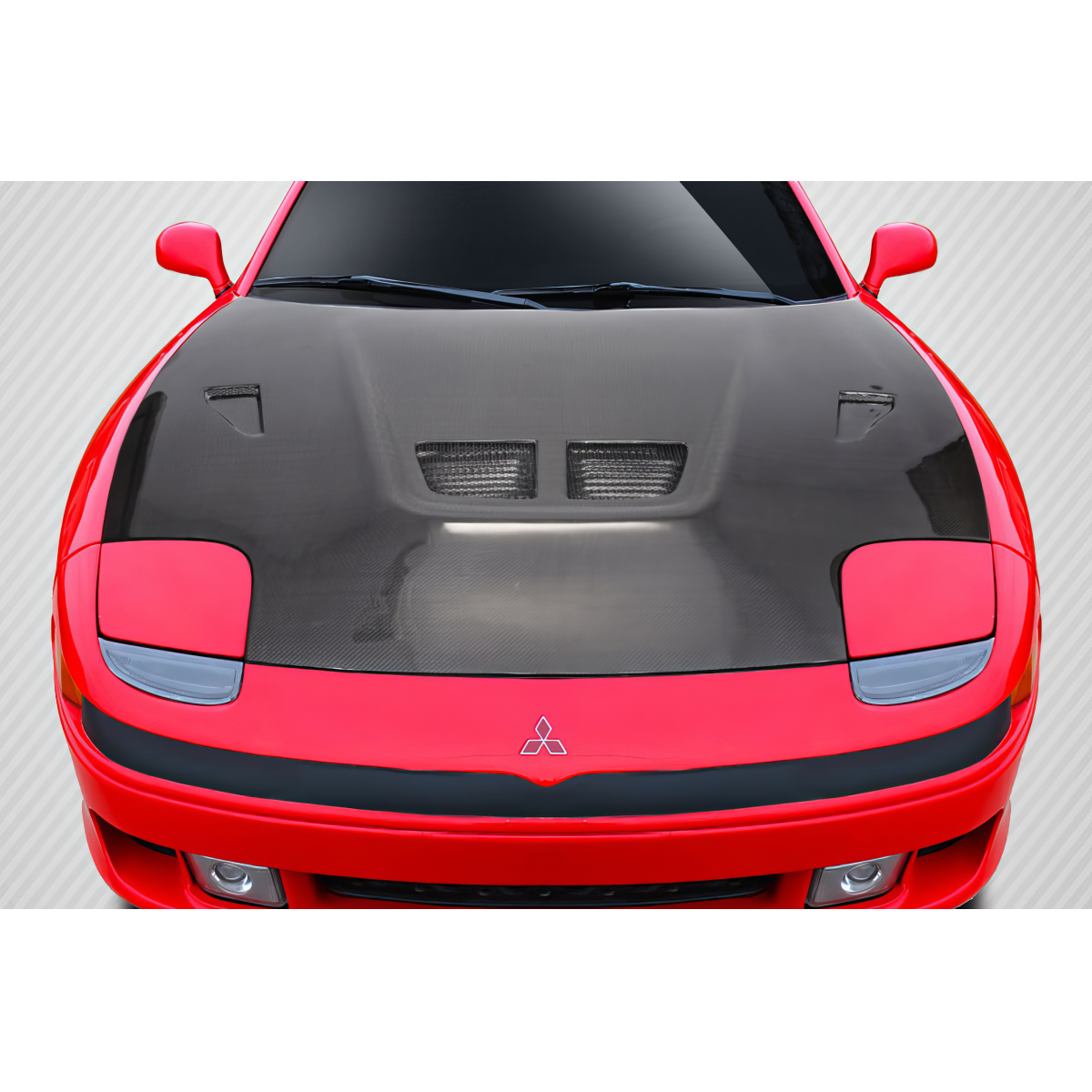 Modify your Mitsubishi 3000GT 1991 with our Exterior/Hoods - Top down angle view of the car hood