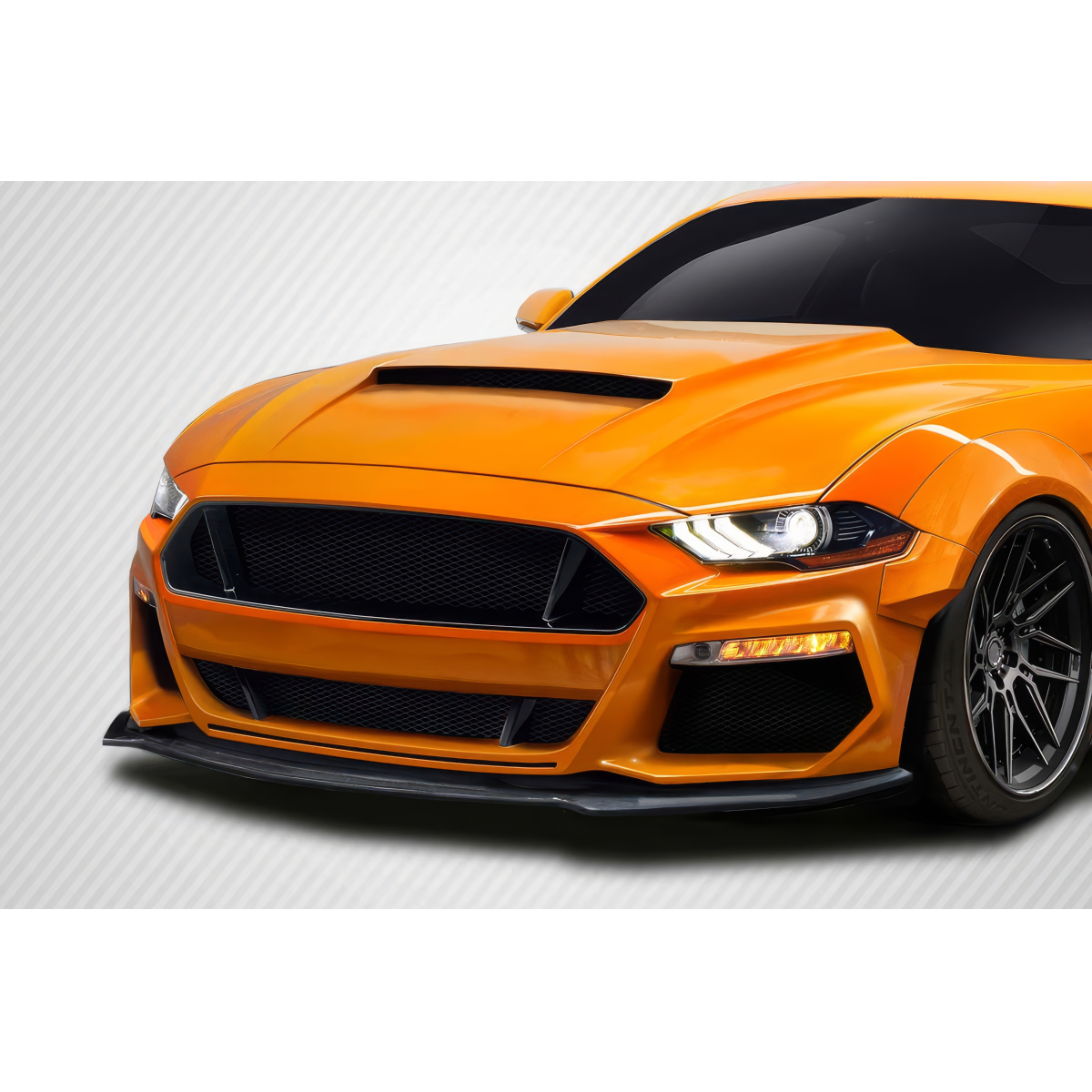 Modify your Ford Mustang 2018 with our Exterior/Front Bumpers or Lips - Front angle view of car part