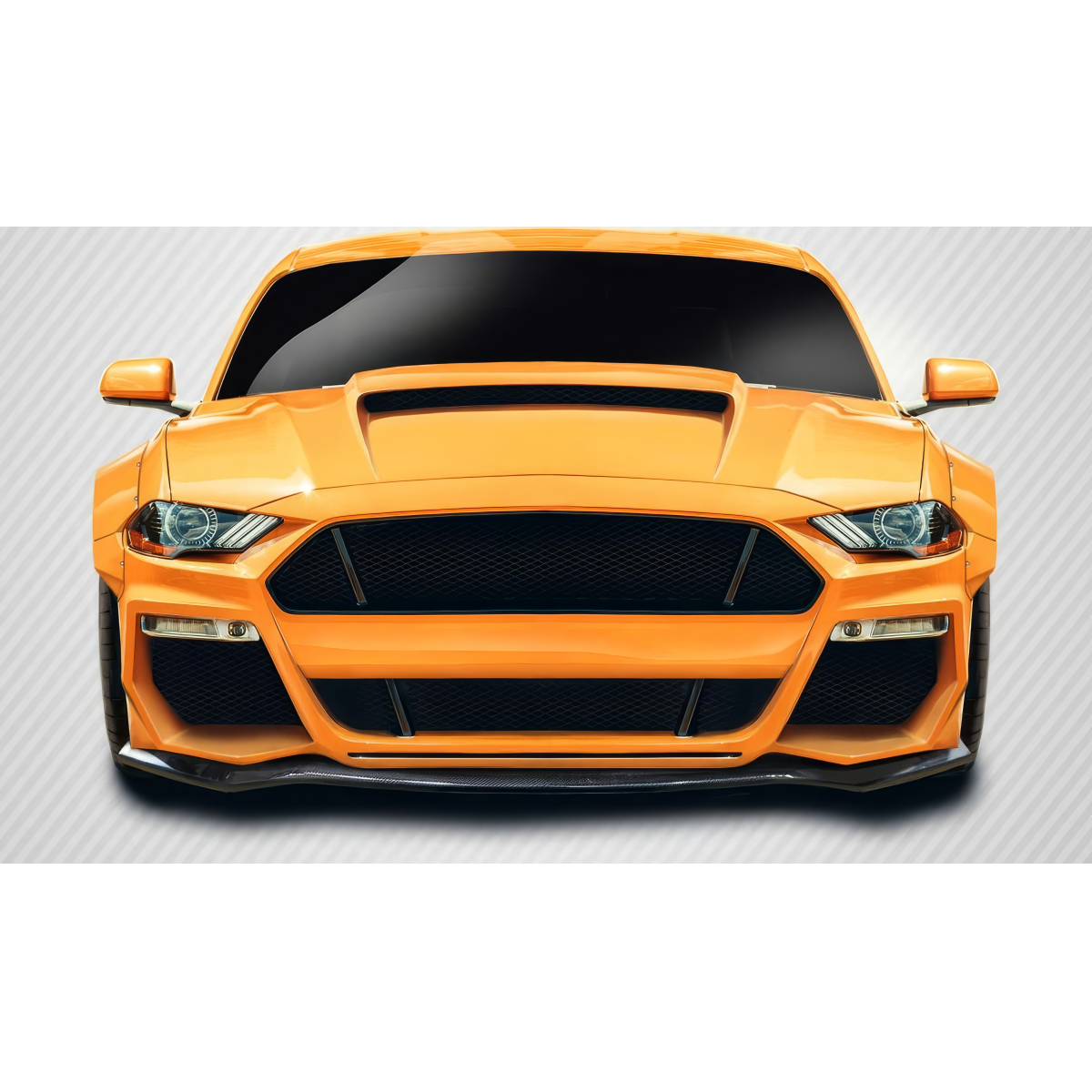 Modify your Ford Mustang 2018 with our Exterior/Front Bumpers or Lips - Front view at eye level of the vehicle