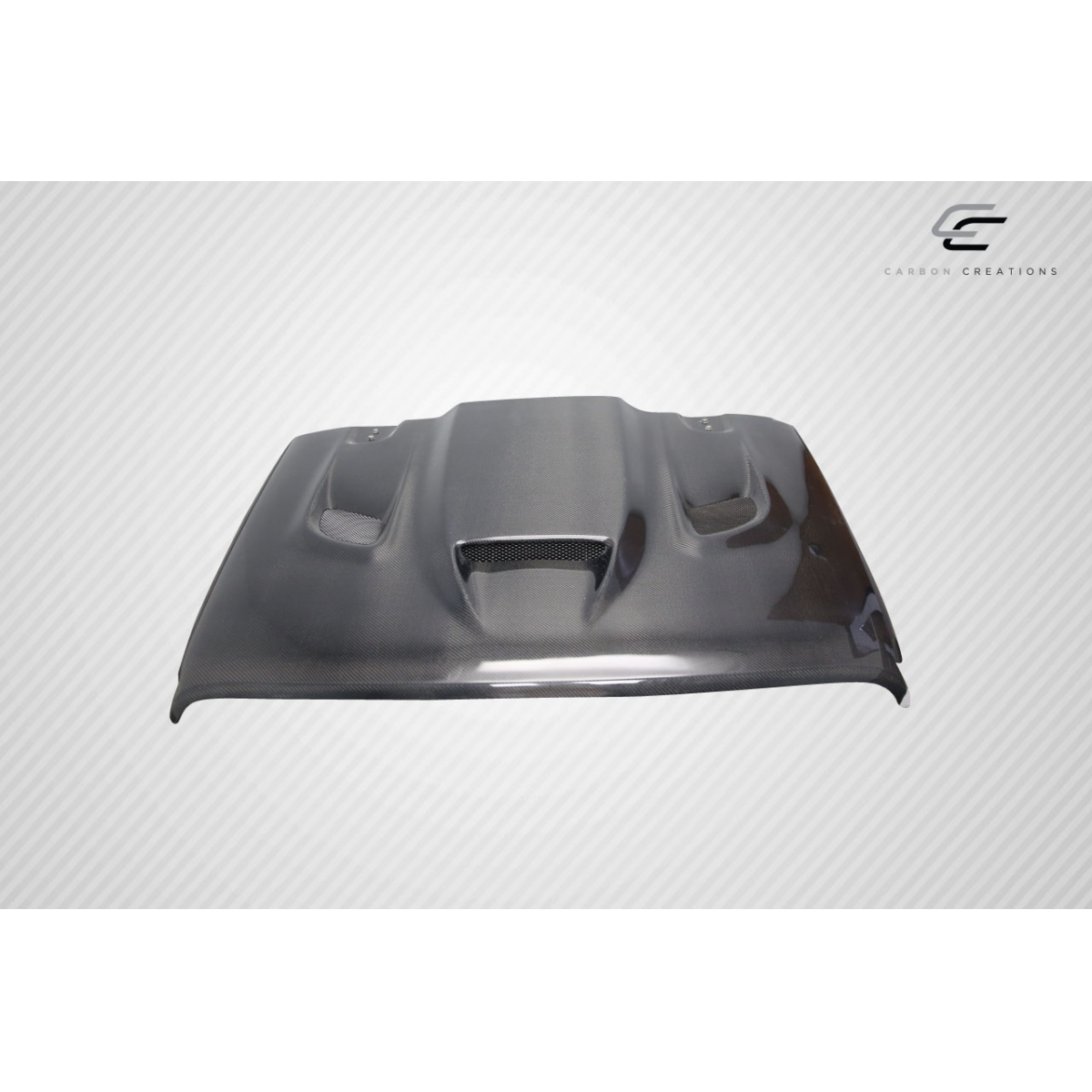 Modify your Jeep Gladiator 2019 with our Exterior/Hoods - Top view of carbon fiber hood at slight angle