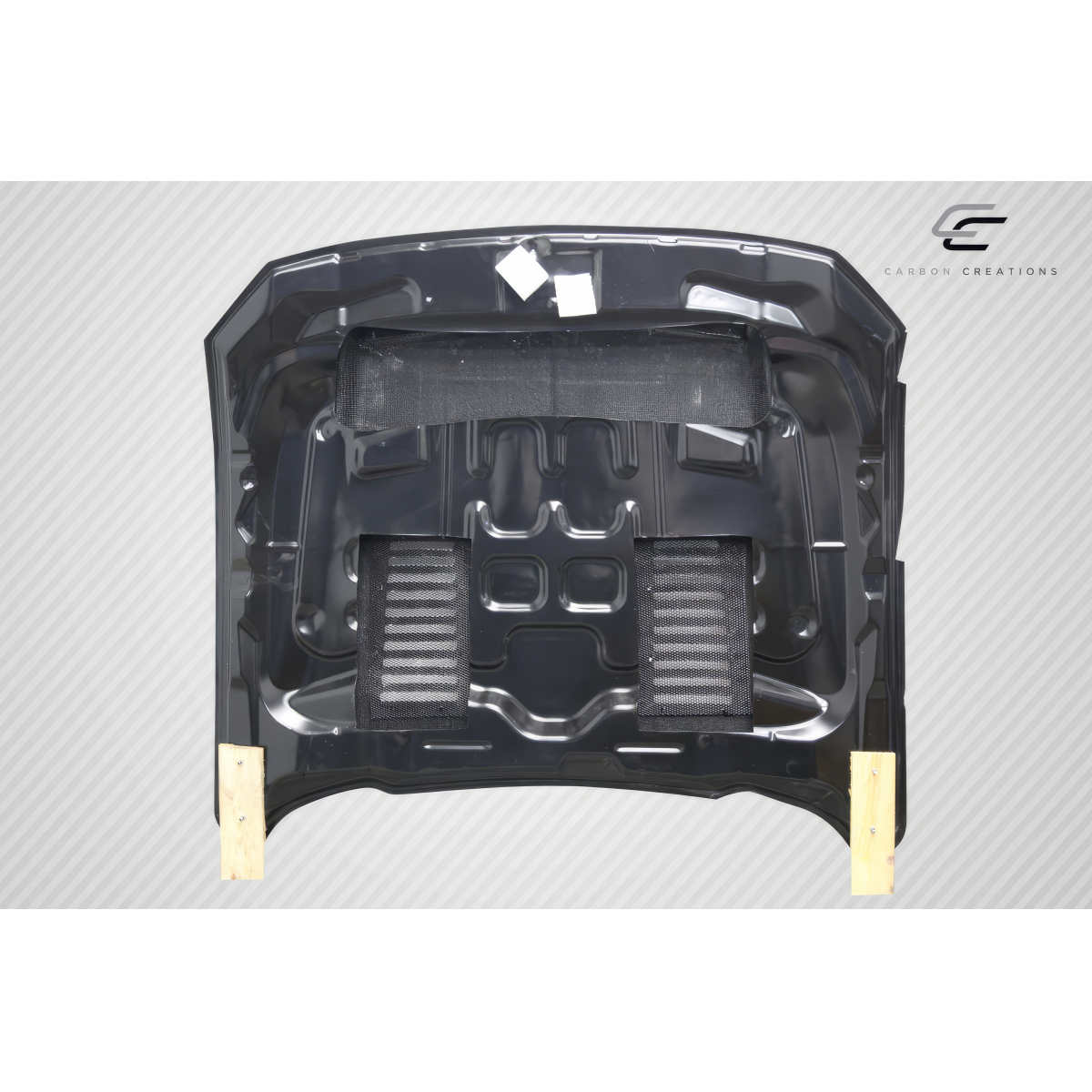 Modify your Ford Mustang 2018 with our Exterior/Hoods - Top view angle of carbon fiber hood part