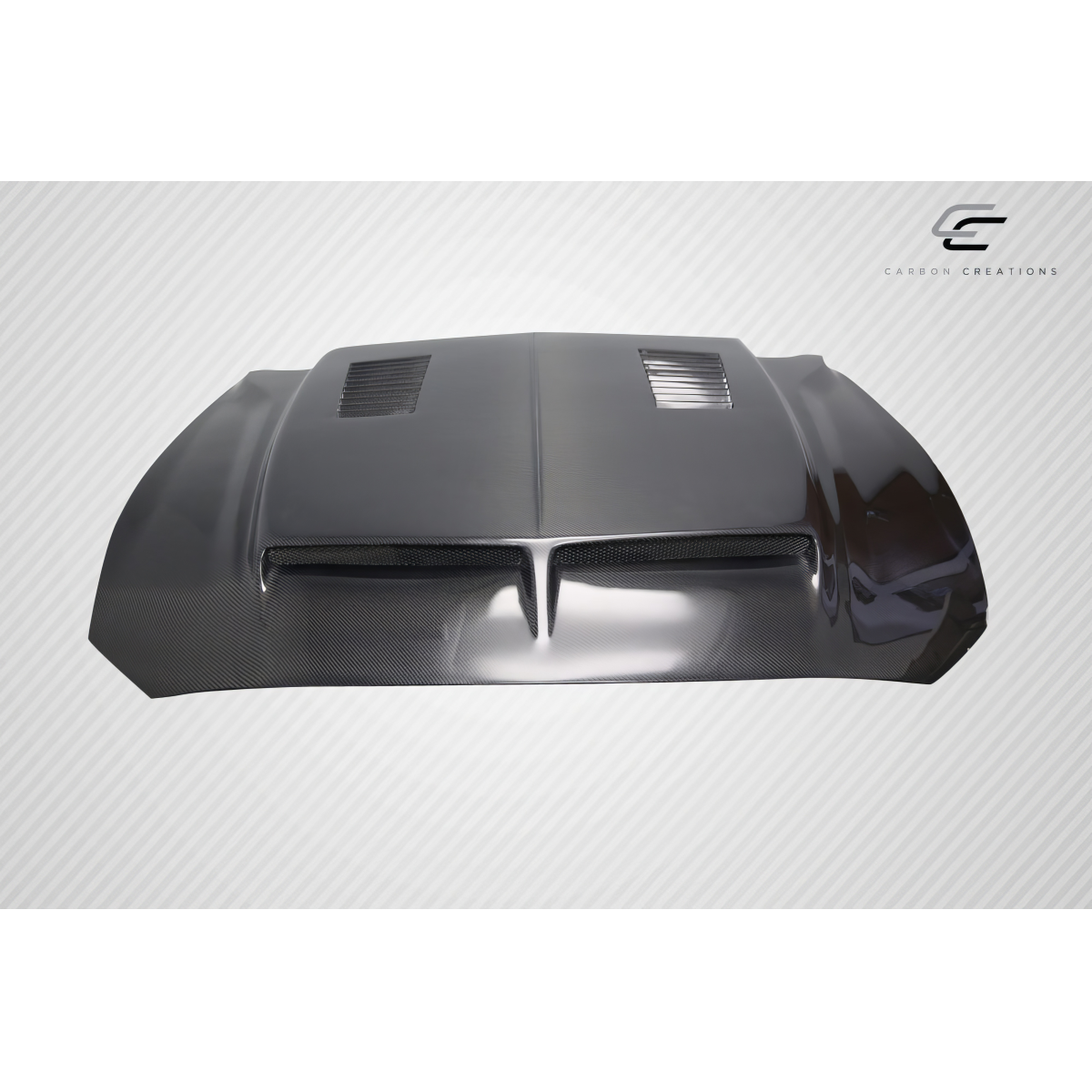 Modify your Ford Mustang 2018 with our Exterior/Hoods - Top view of the hood at a slight angle