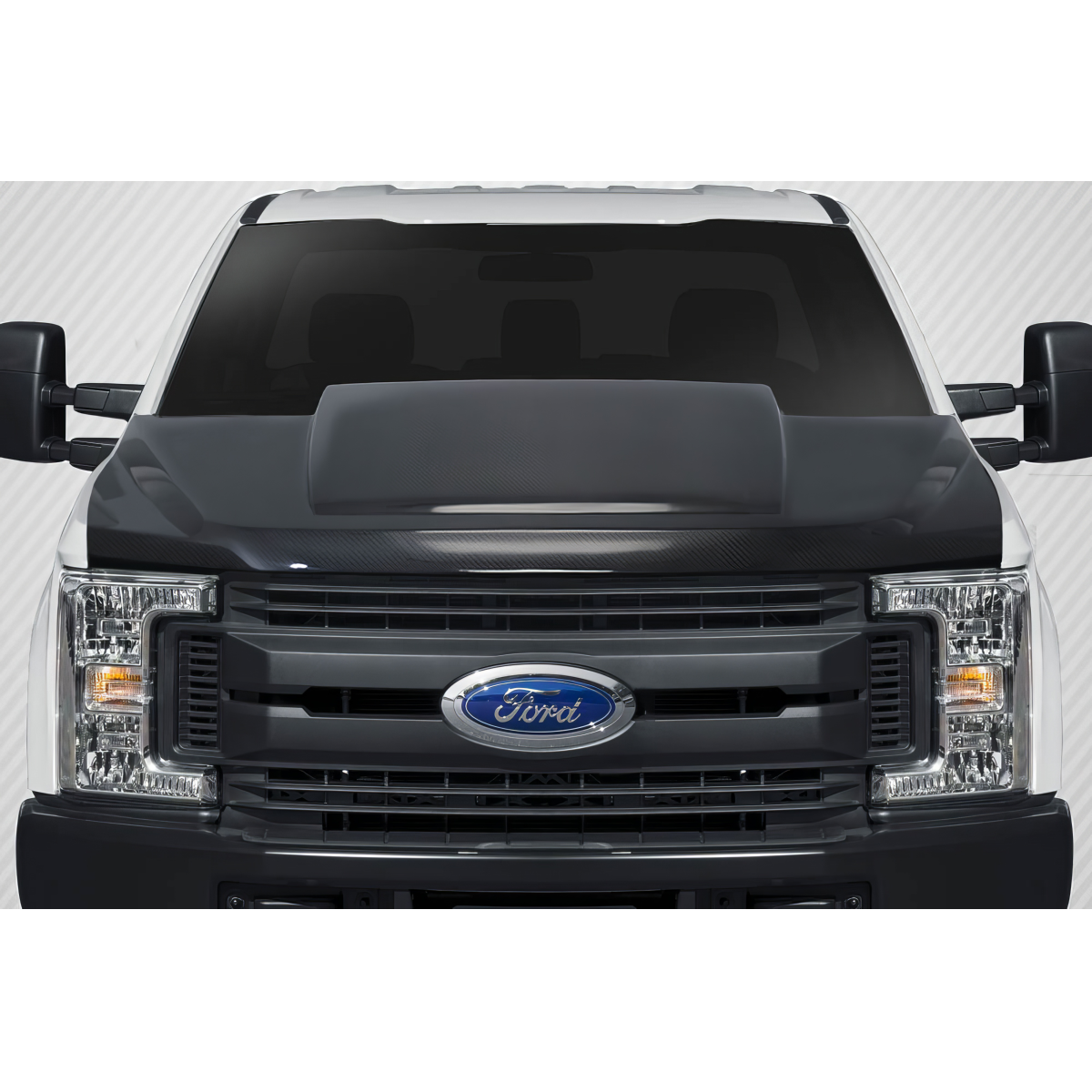 Modify your Ford F-250 Super Duty 2017 with our Exterior/Hoods - Front view of vehicle hood at eye level