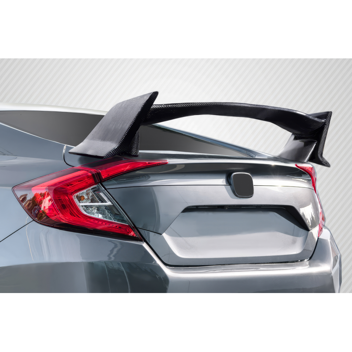 Modify your Honda Civic 2006 with our Exterior/Wings - Rear view angle showcasing wing on car