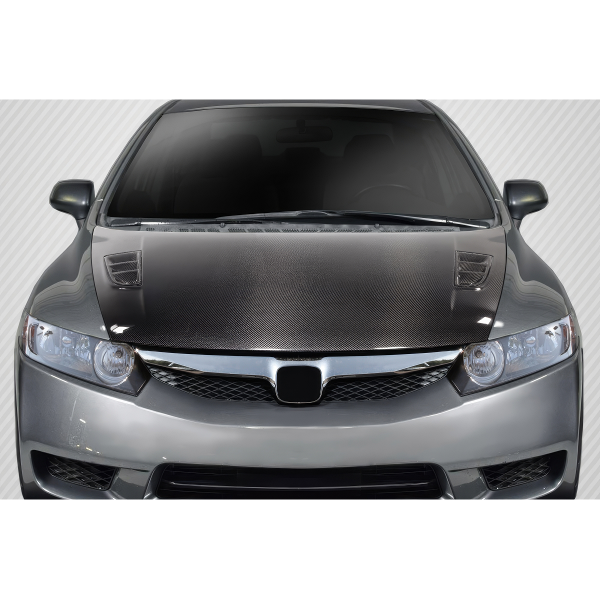 Modify your Honda Civic 2006 with our Exterior/Hoods - Front view of the hood at a slight angle
