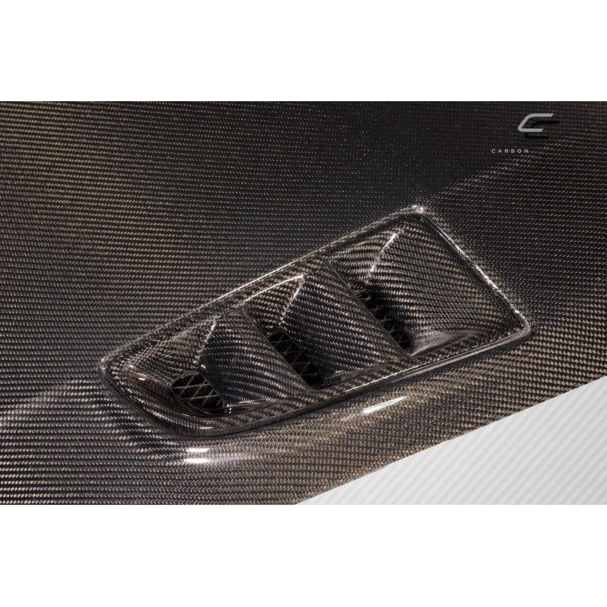 Modify your Honda Civic 2006 with our Exterior/Hoods - Top down angle showing carbon fiber detail