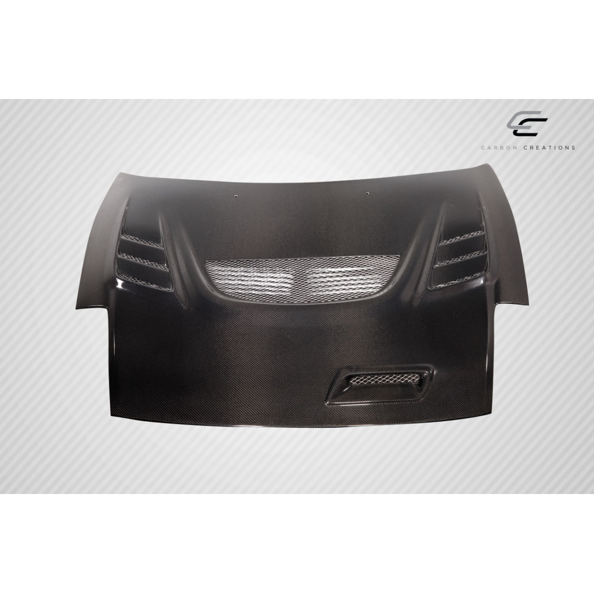 Modify your Mitsubishi Eclipse 2000 with our Exterior/Hoods - Front view of carbon fiber hood displayed flat
