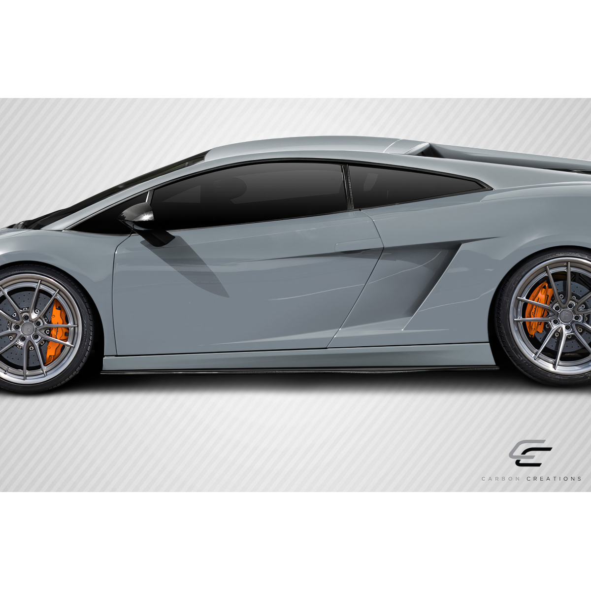 Modify your Lamborghini Gallardo 2004 with our Exterior/Side Skirts - Side view showcasing sleek carbon fiber design