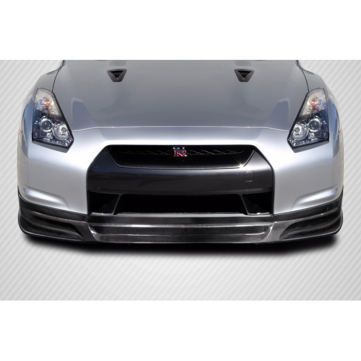 Modify your Nissan GT-R 2009 with our Exterior/Front Bumpers or Lips - Front angle view of carbon fiber front lip